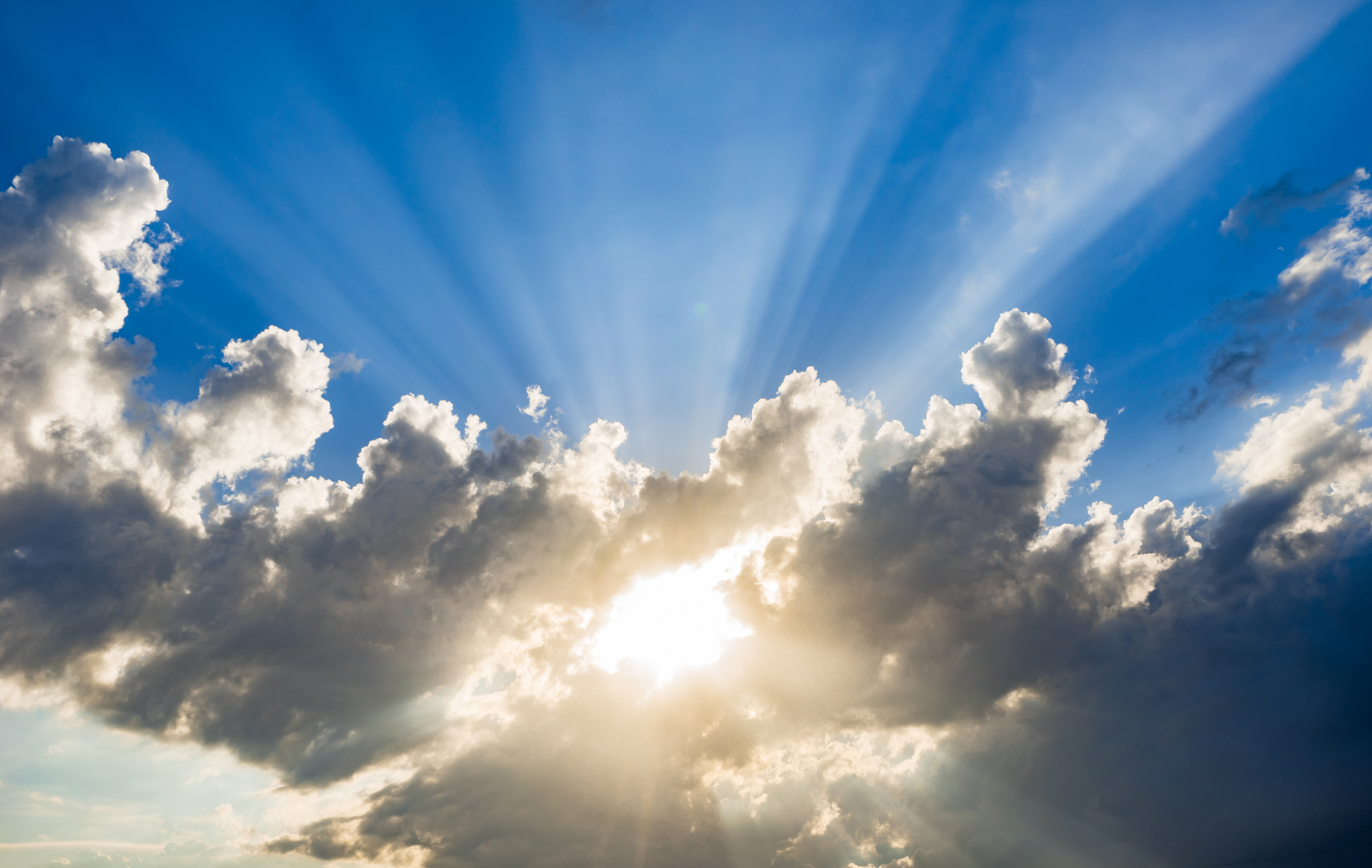 Sunbeams breaking through clouds